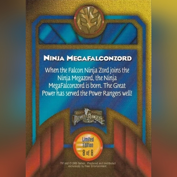 Ninja Mega Falcon Zord🦸🏻‍Mighty Morphin Power Rangers Trading Card 🔥 MMPR - Picture 2 of 2